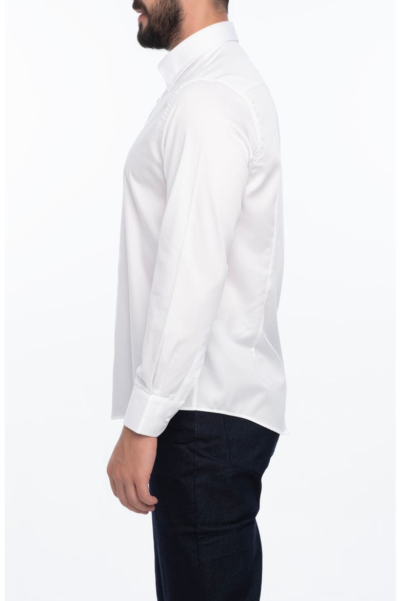 Solid Cotton Slim Fit Button Down Shirt, Alternate, color, WHITE