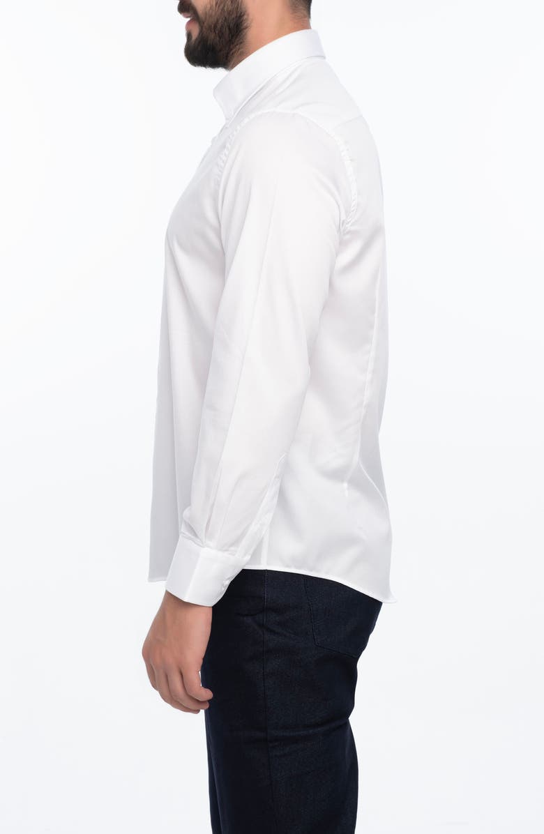 VELLAPAIS Solid Cotton Slim Fit Button Down Shirt, Alternate, color, White