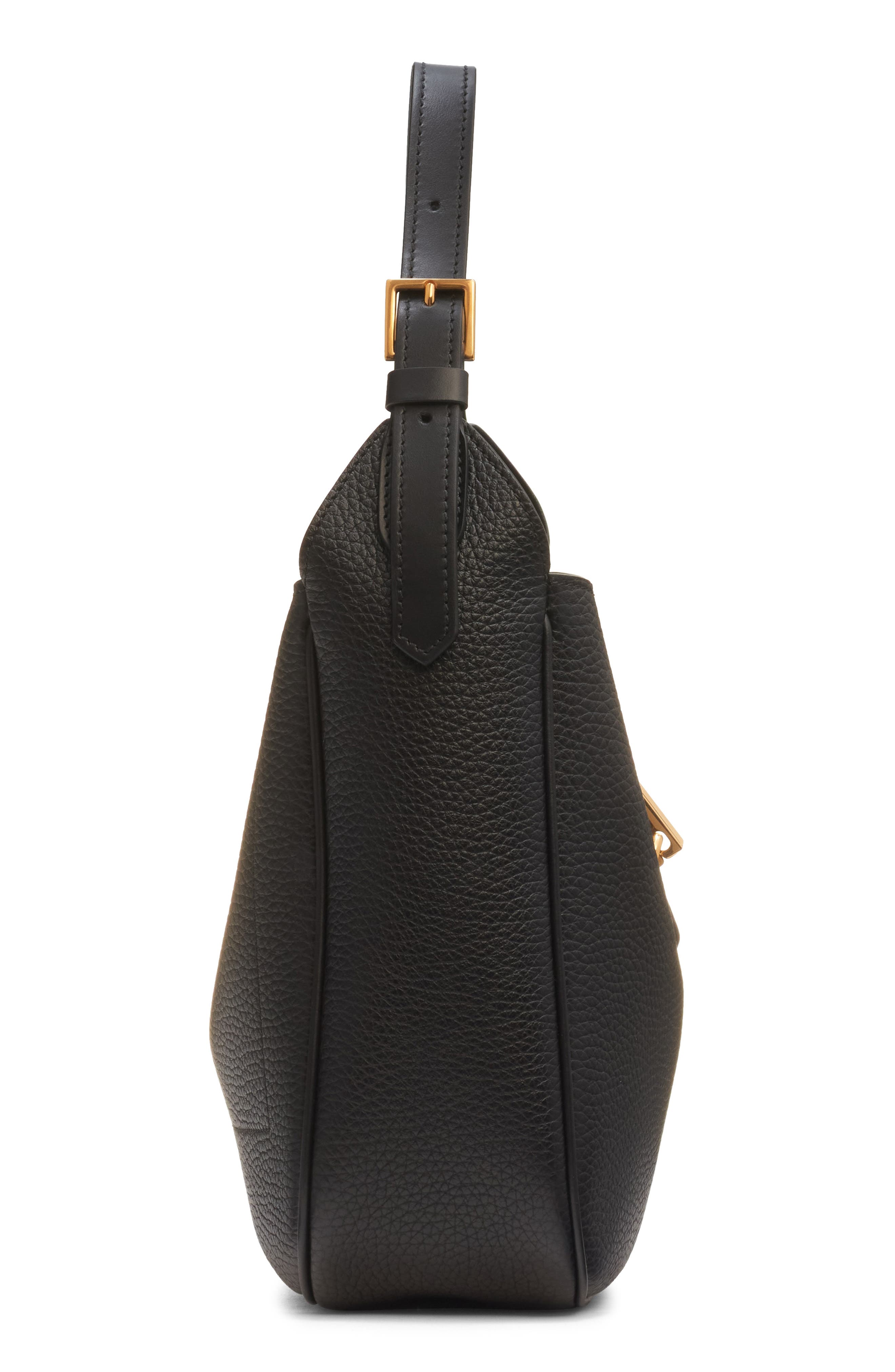 TOM FORD Small Monarch Leather Hobo Bag, Alternate, color, 1N001 Black