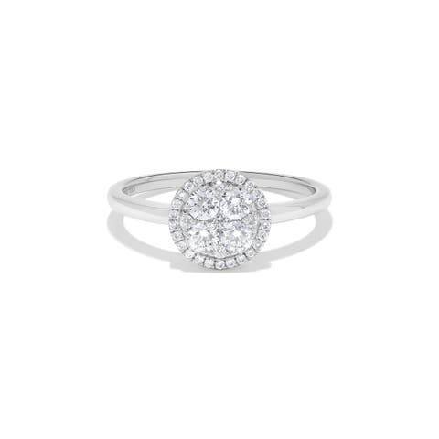 Circle-Shaped Round Diamond Cluster Ring in 14K White Gold