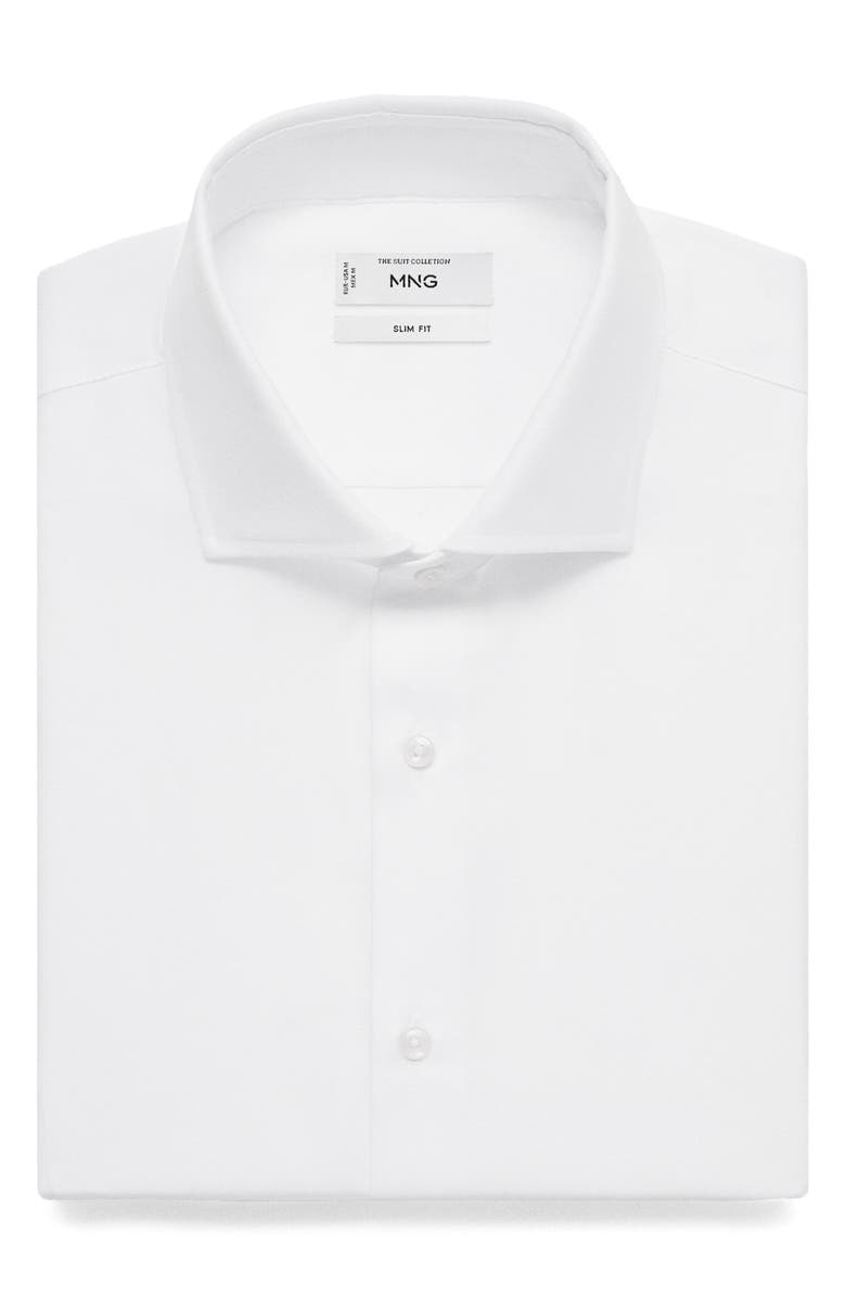 MANGO Slim Fit Cotton Button-Up Shirt, Alternate, color, White