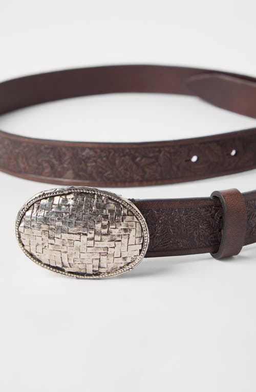 Brunello Cucinelli Embossed Woven-buckle Belt In Black