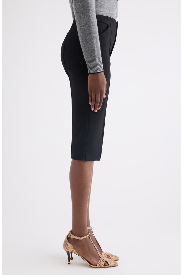 Tailored Wool Crepe Capri Pants, Alternate, color, BLACK