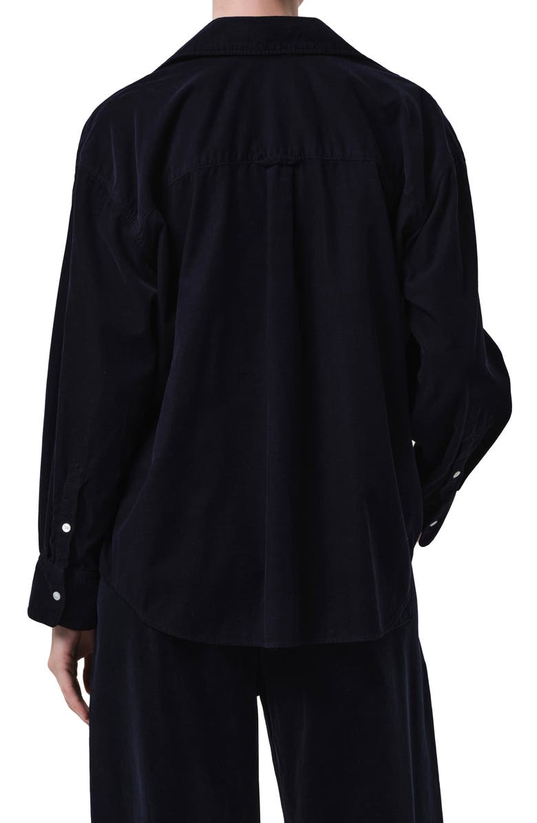 Citizens of Humanity Kayla Oversize Corduroy Button-Up Shirt, Alternate, color, True Navy