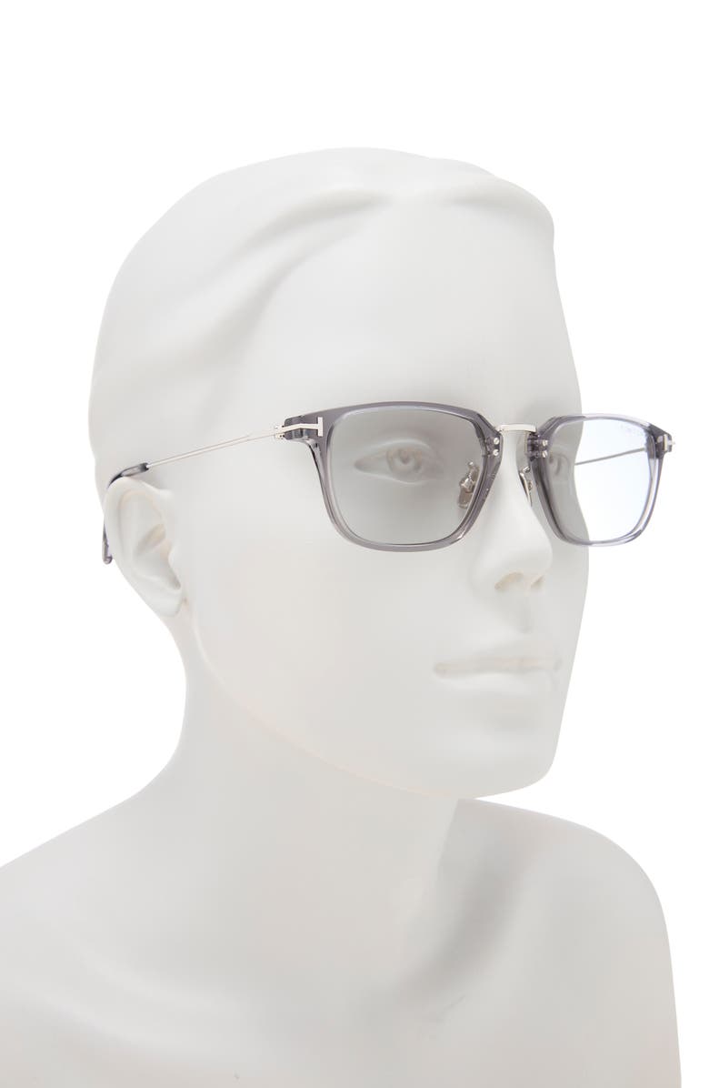 TOM FORD 54mm Rectangular Sunglasses, Alternate, color, Shiny Dark Ruthenium / Smoke