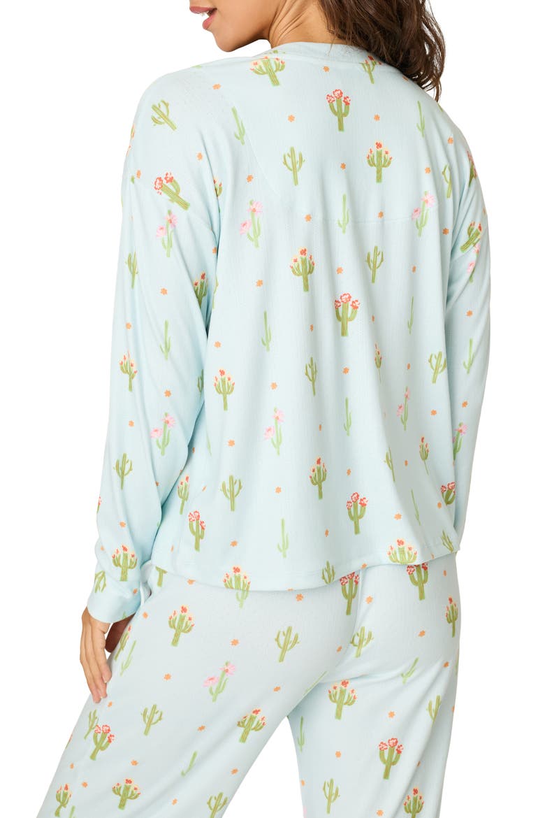 Feelin Prickly Jersey Pajama Top, Alternate, color, TINTED AQUA