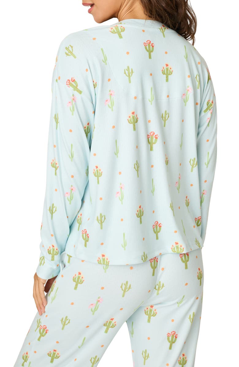 PJ Salvage Feelin Prickly Jersey Pajama Top, Alternate, color, Tinted Aqua