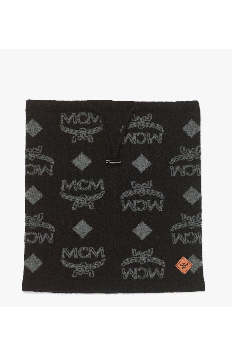 MCM Neck Warmer in Monogram Wool Jacquard, Alternate, color, Black
