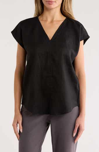 DKNY V-Neck Linen Top