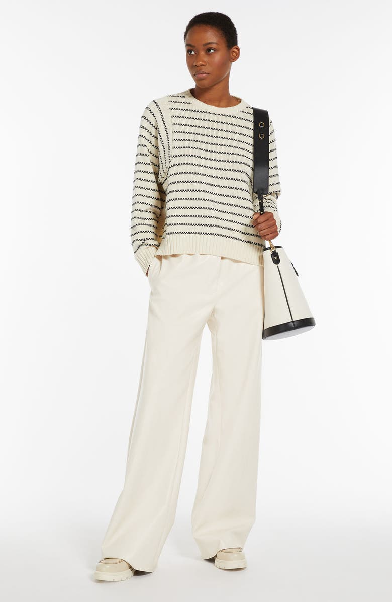 Weekend Max Mara Natura Stripe Cotton Blend Crewneck Sweater, Alternate, color, 