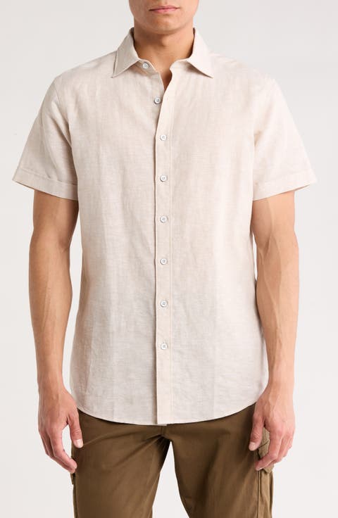 Baywater Short Sleeve Linen & Cotton Button-Up Shirt