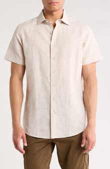 Baywater Short Sleeve Linen & Cotton Button-Up Shirt