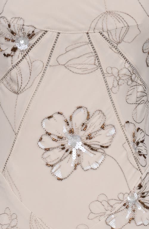 House Of Cb Seren Embellished Georgette Gown In Neutral