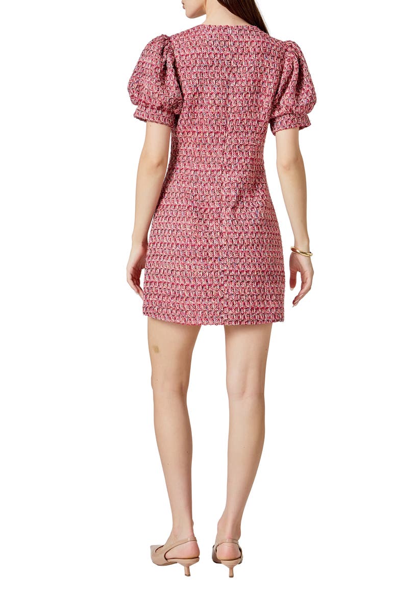 Puff Sleeve Tweed Minidress, Alternate, color, BERRY MULTI