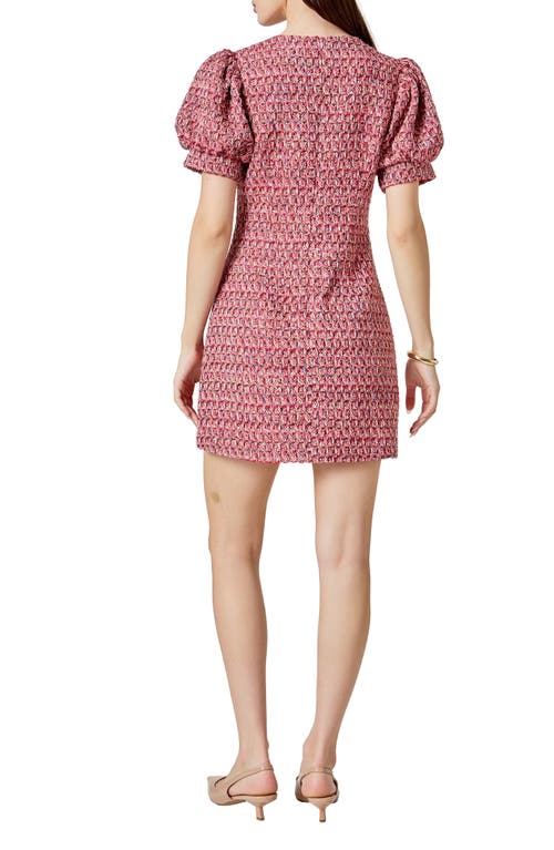 Endless Rose Puff Sleeve Tweed Minidress In Red