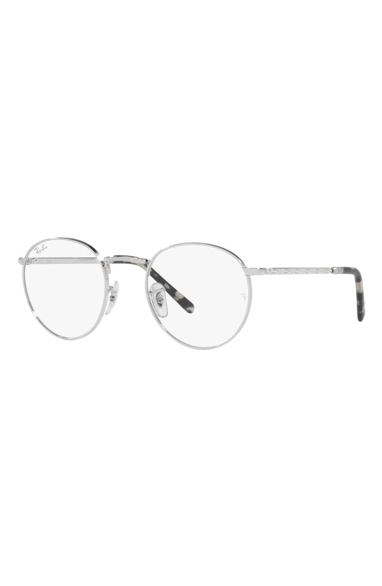 Ray-Ban New Round 53mm Phantos Optical Glasses, Alternate, color, Silver