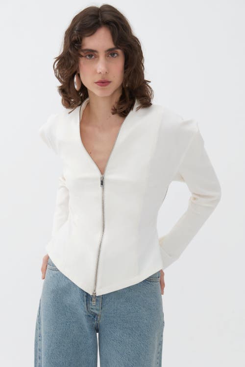 Nocturne Zipper Detailed Blouse In Ivory