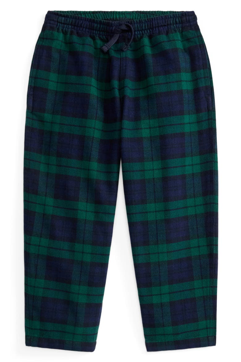 Kids' Plaid Cotton Flannel Pants, Main, color, NAVY/ GREEN