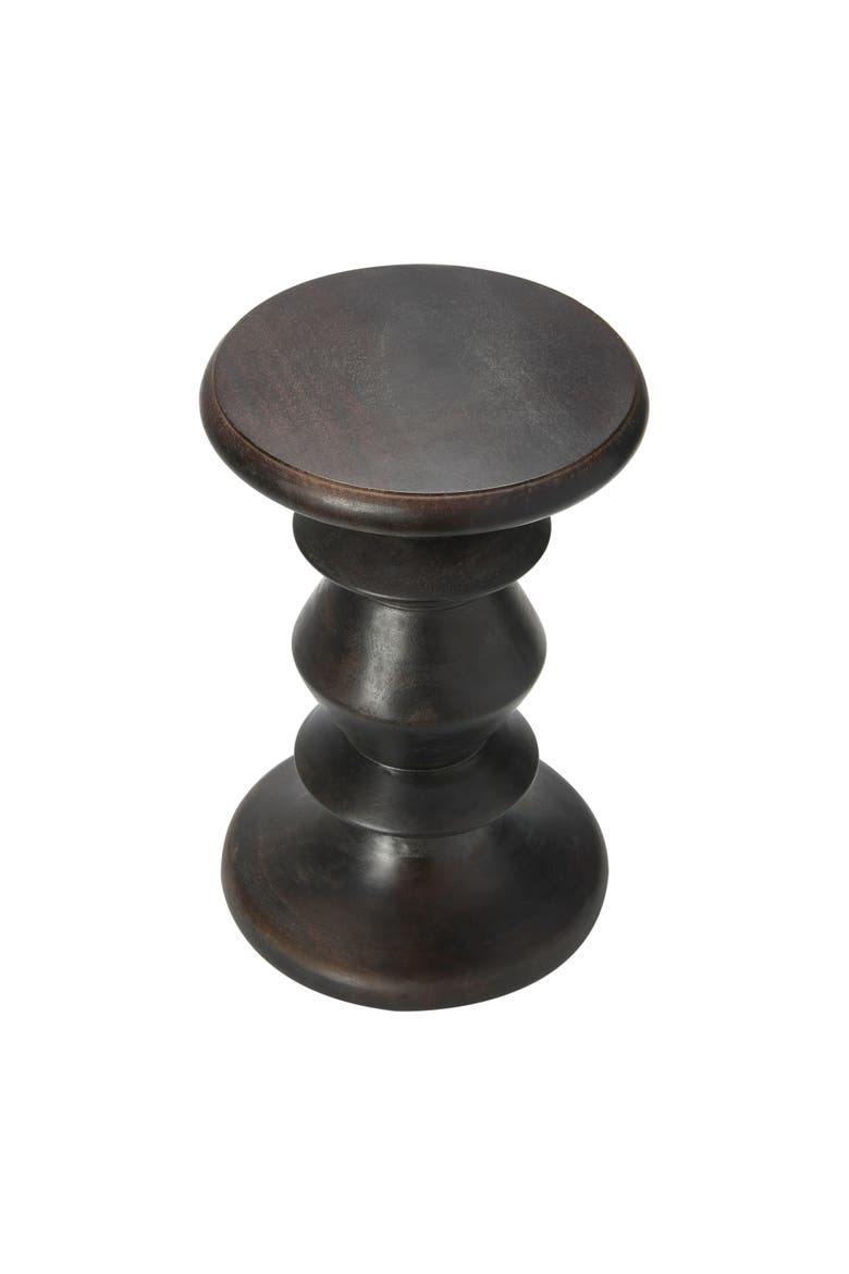 Berns Mid Century Modern Solid Wood End Table or Stool, Black Walnut Finish, Alternate, color, Black