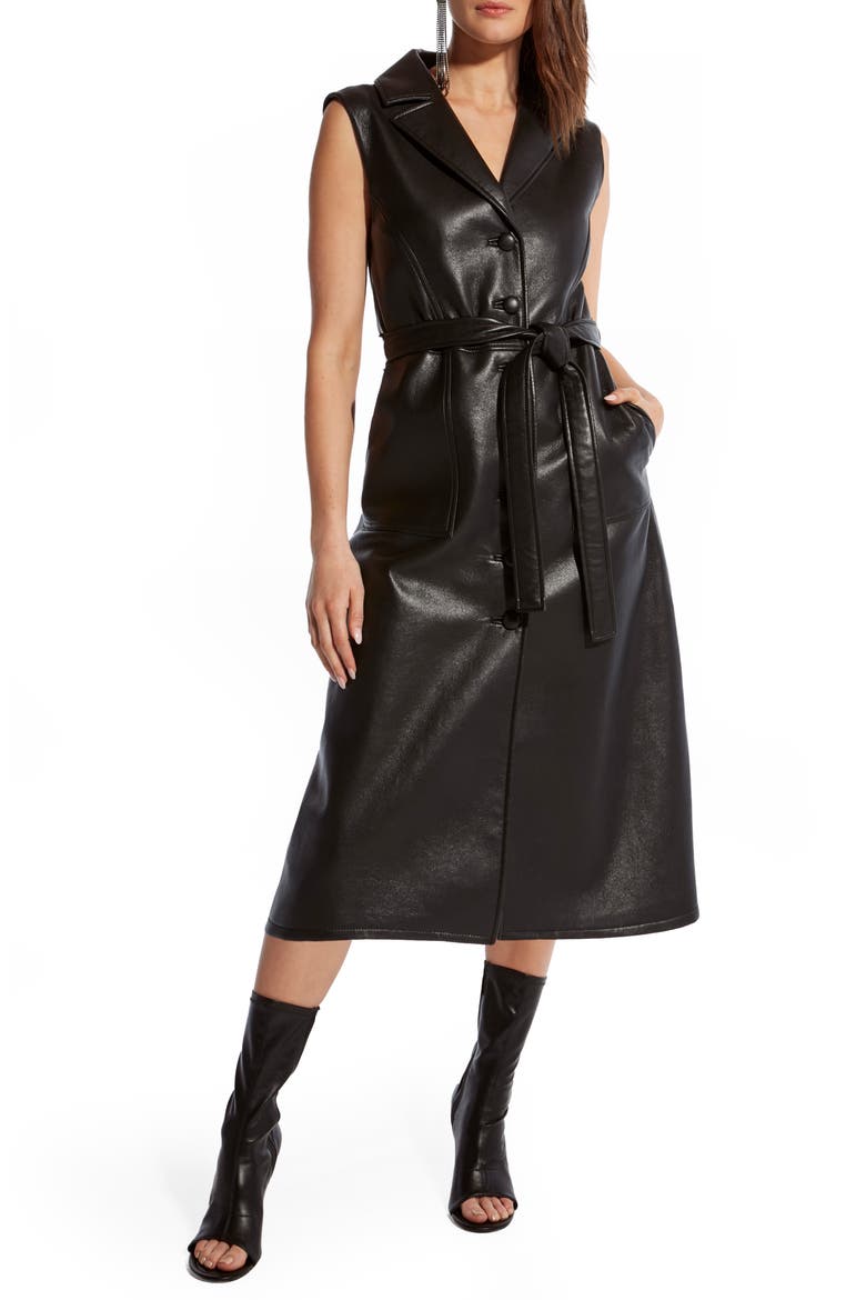 Lola Recycled Leather Dress, Main, color, BLACK