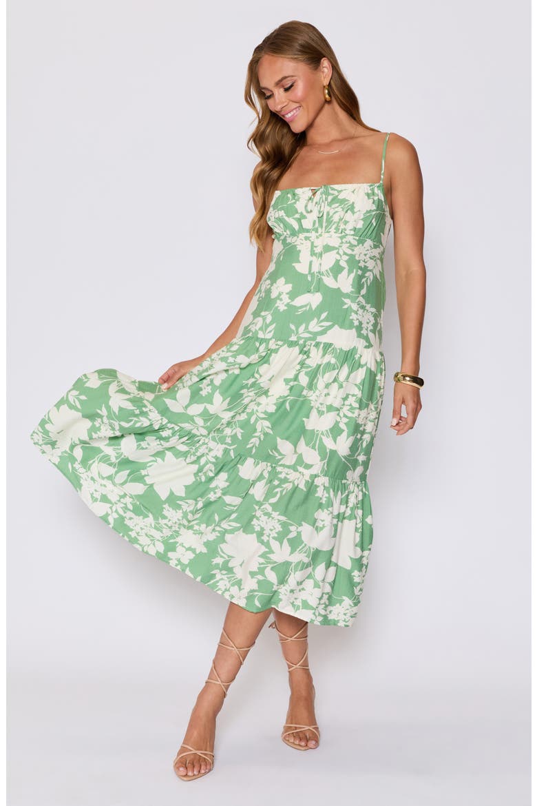 Abigail Floral Sundress (Nordstrom Exclusive), Alternate, color, GREEN/ CREAM