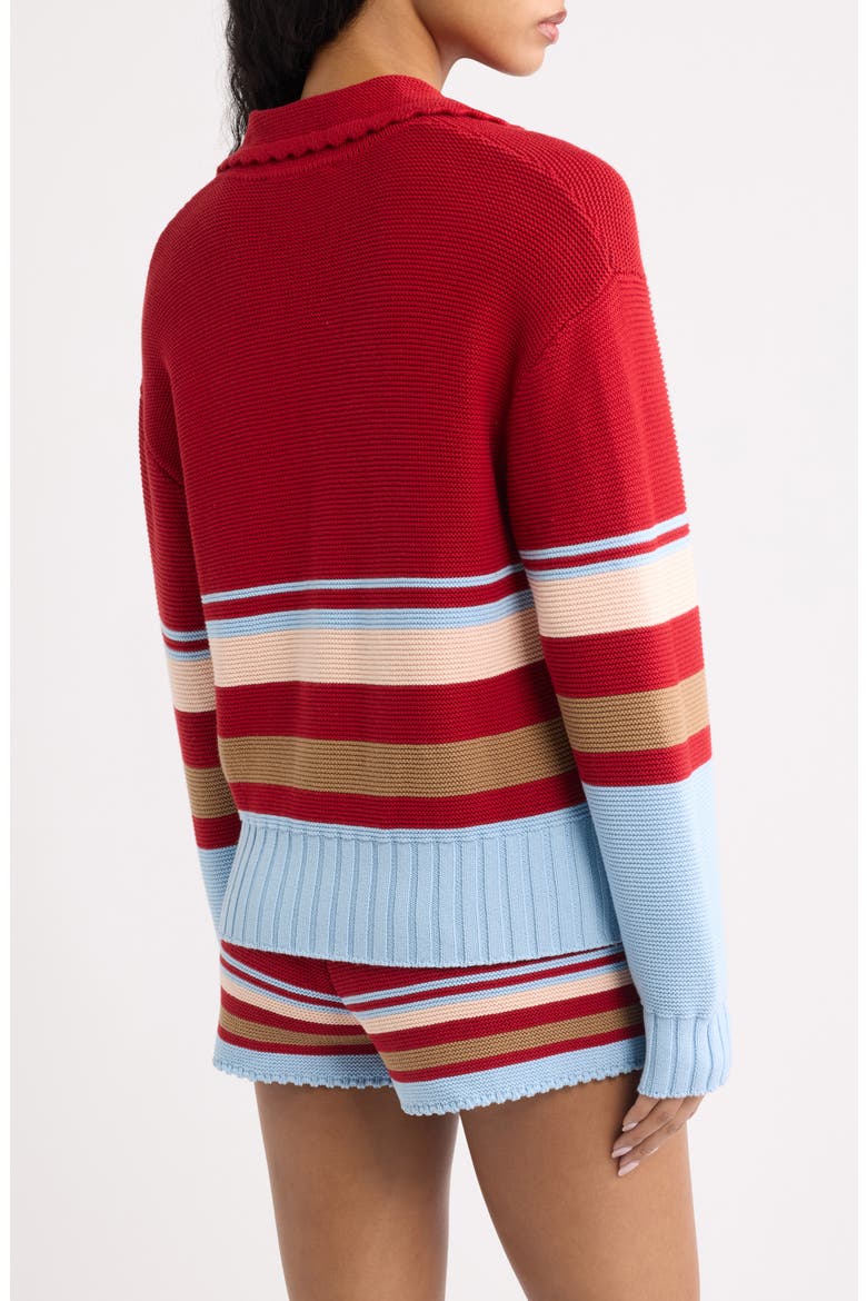 The Cleo Striped Cotton Sweater, Alternate, color, CRANBERRY MULTI
