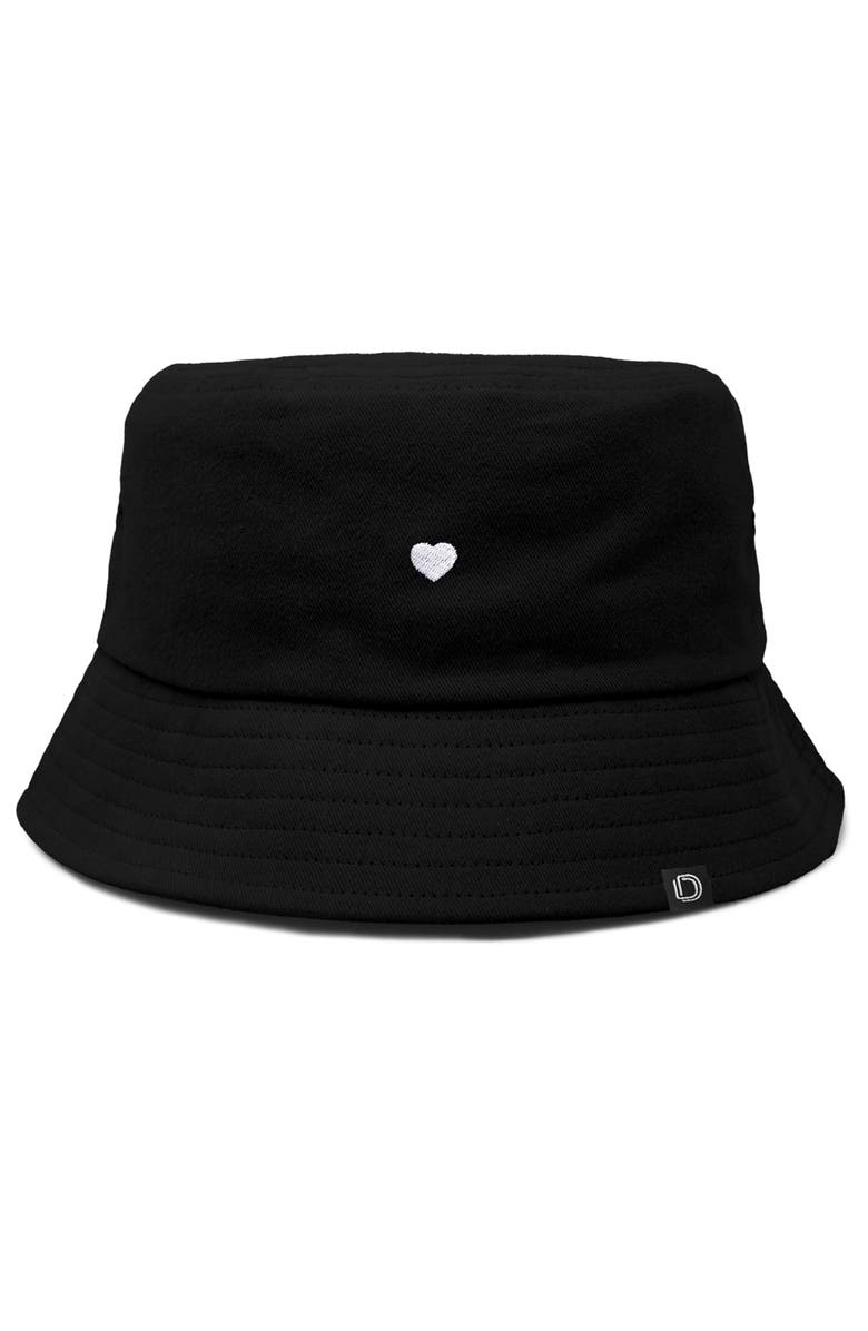 Dalix Lil Heart Bucket Hat, Main, color, Black