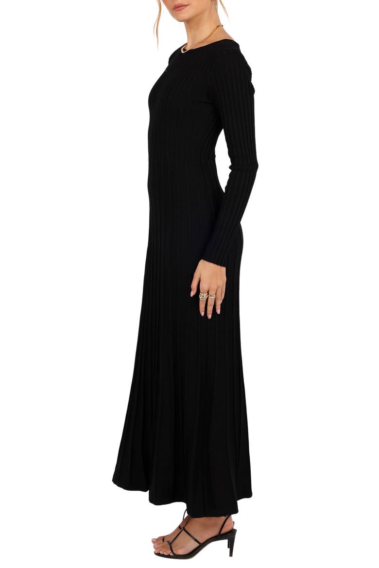 Alison Long Sleeve Rib Maxi Dress, Alternate, color, BLACK