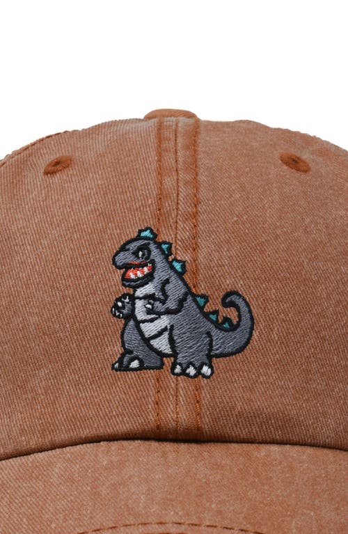 Dalix Giant Lizard Embroidered Dad Hat In Washed Orange