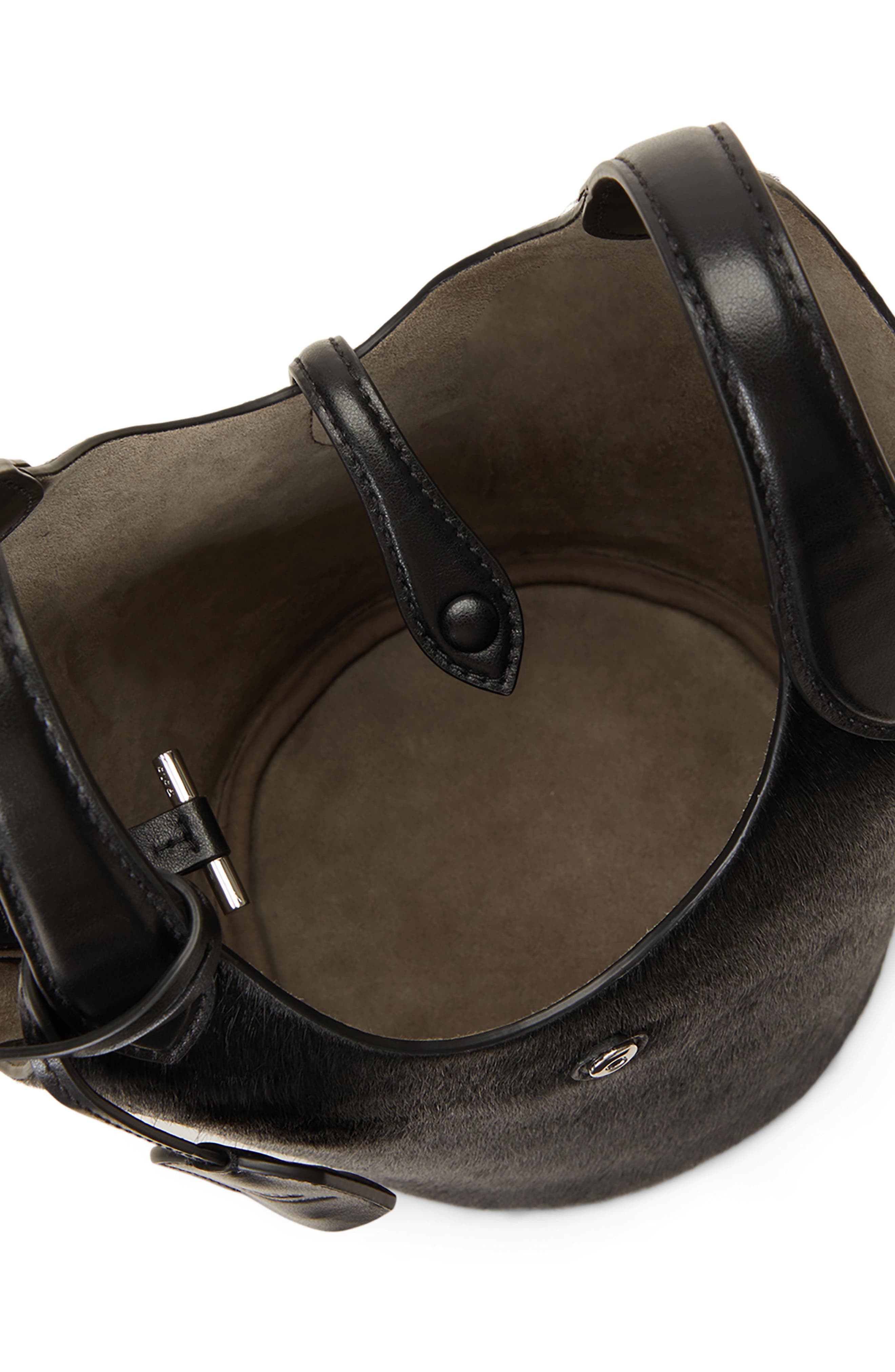 Mini Haircalf & Leather Crossbody Bag, Alternate, color, BLACK