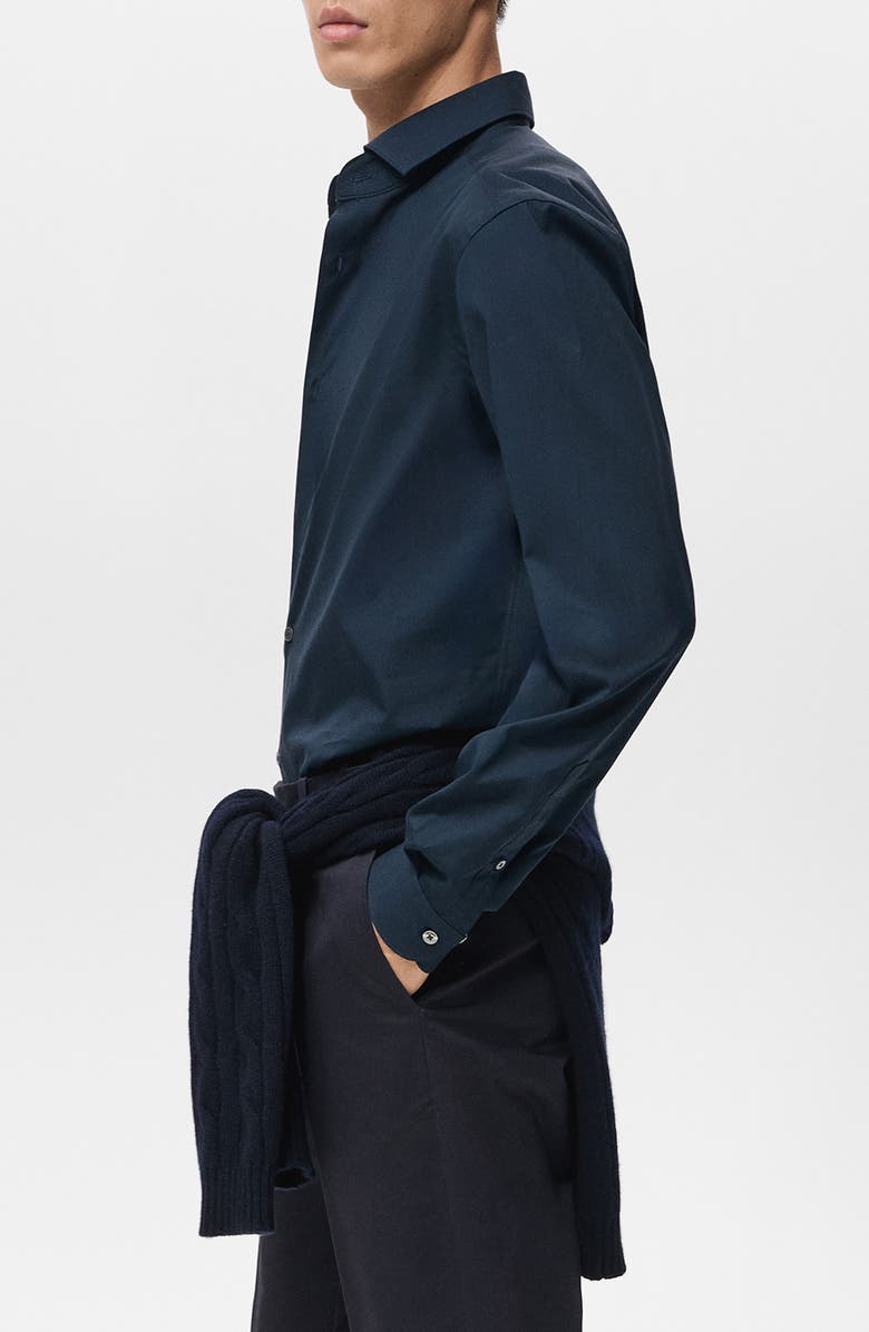 MANGO Regular Fit Cotton Oxford Cloth Button-Up Shirt, Alternate, color, Navy