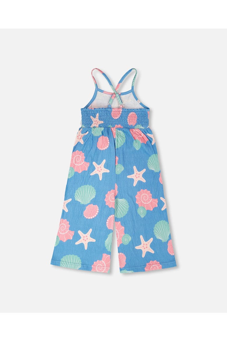 Crinkle Jersey Shell Jumpsuit, Alternate, color, Blue Seashell Print