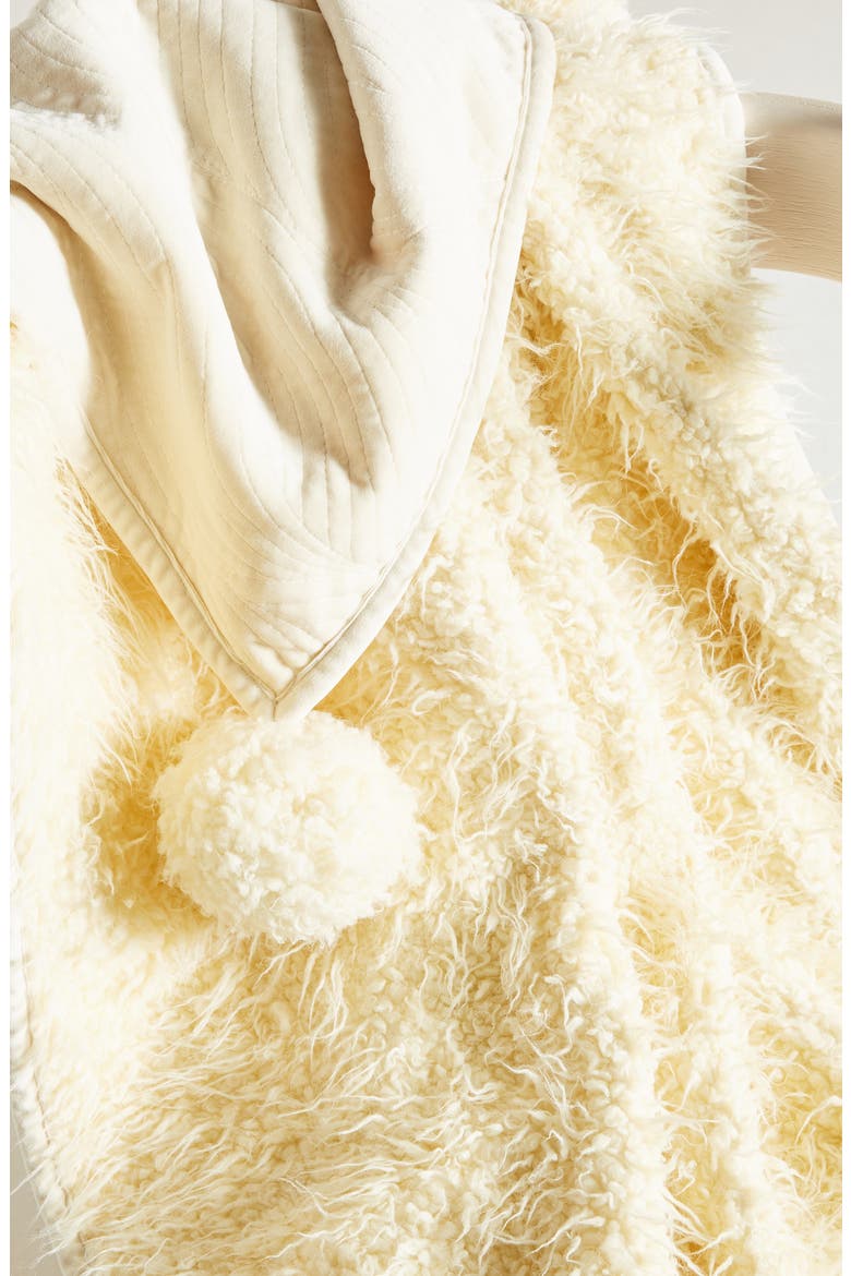 Anthropologie Bailey Faux Fur Throw Blanket, Alternate, color, IVORY