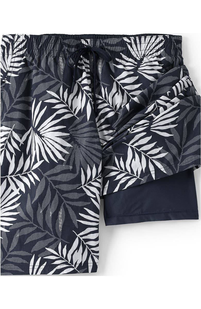 Lands' End 9" Volley Hydroliner Swim Trunks, Alternate, color, Slate Blue Stipple Palm