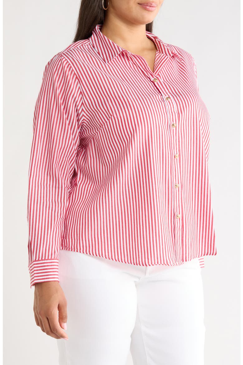 Bentley Stripe Cotton Button-Up Shirt, Alternate, color, RED TIGER
