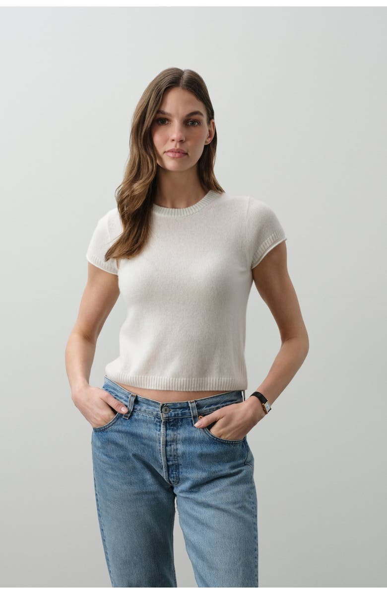 NAKED CASHMERE Donna Cap Sleeve Crew, Main, color, Ecru/Turf