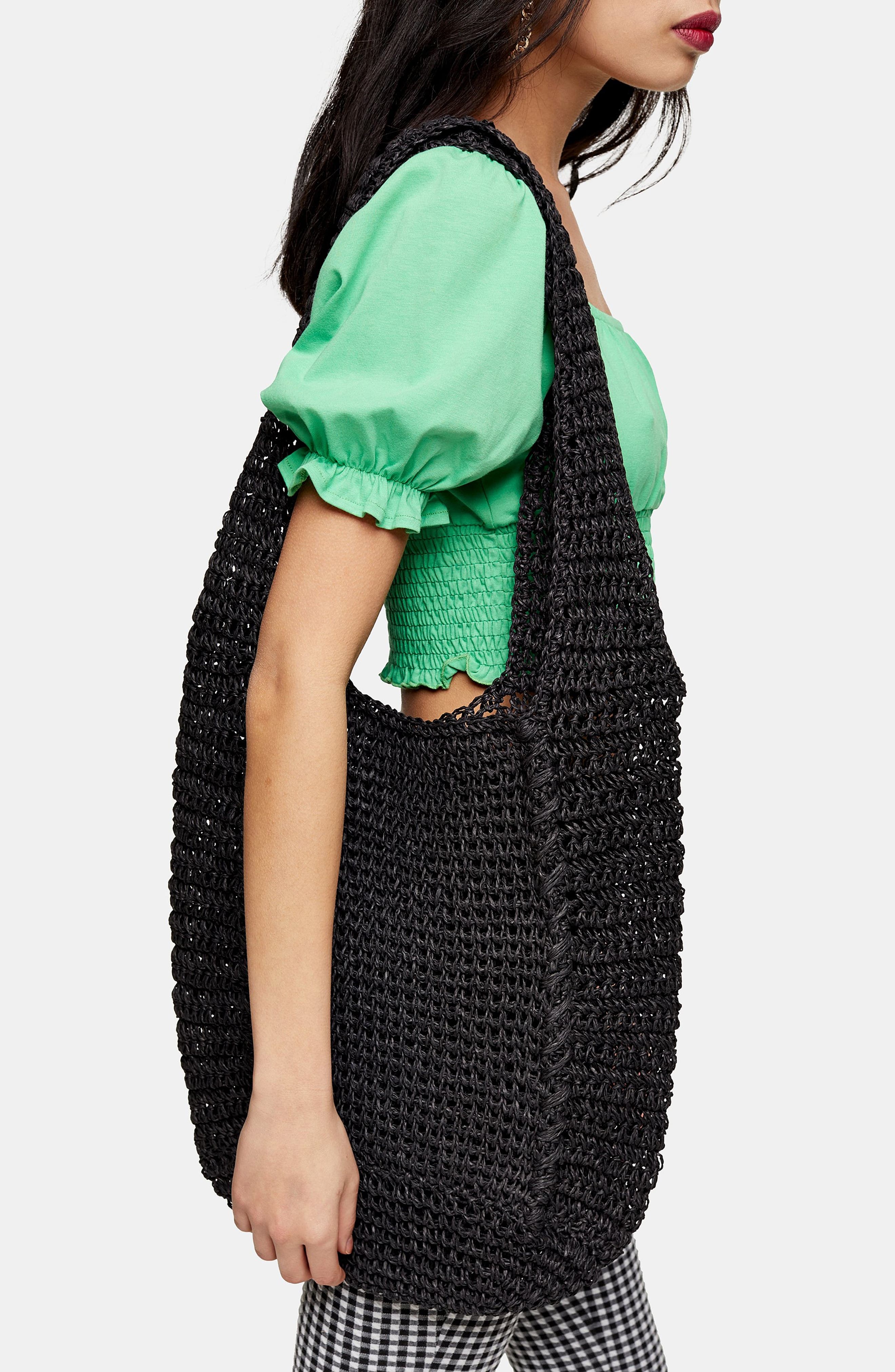 Topshop Bali Slouchy Straw Tote, Alternate, color, 