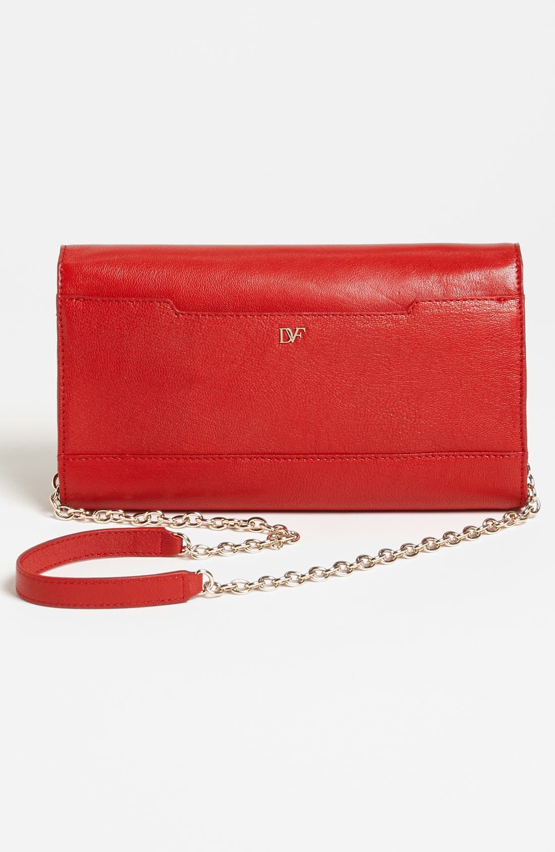 'Flirty' Leather Clutch, Alternate, color, CRIMSON