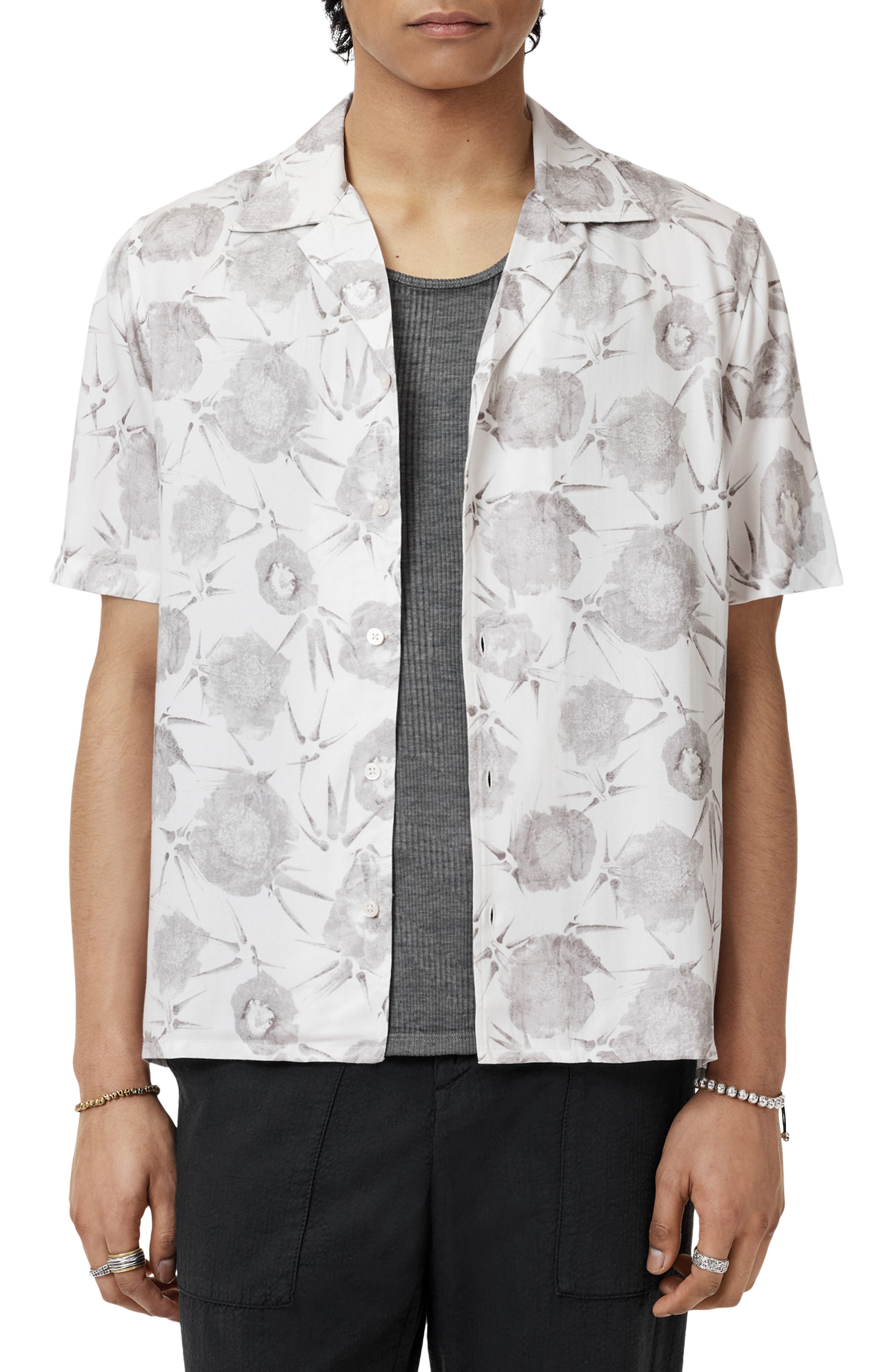 John Varvatos Dan Print Modal Camp Shirt