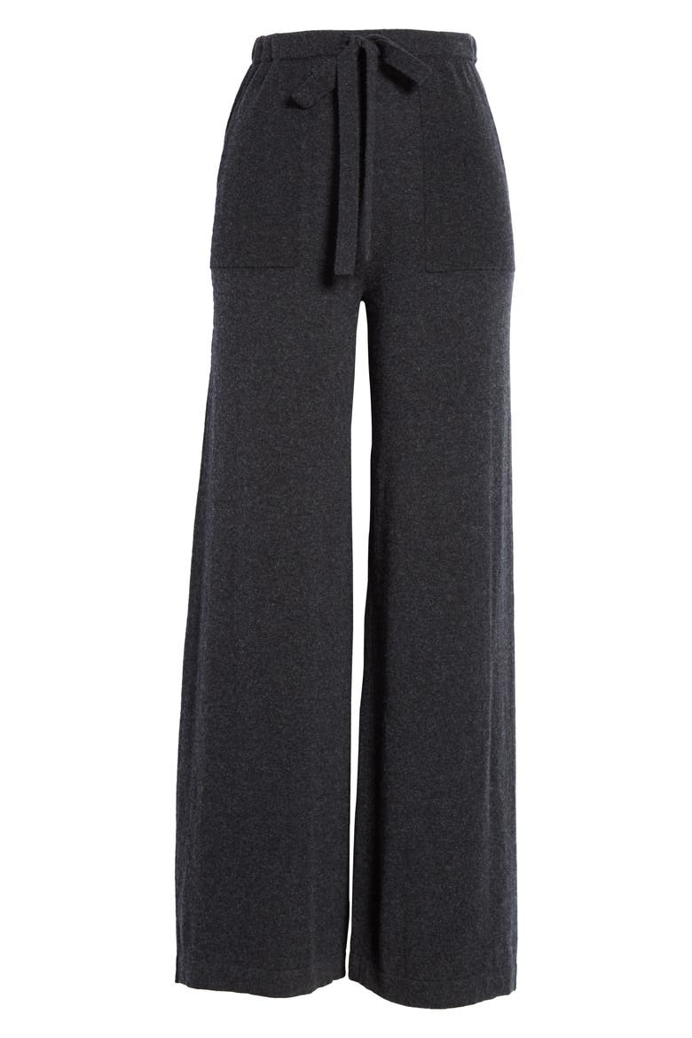 Wool & Cashmere Wide Leg Pants, Alternate, color, HEATHER CARBON