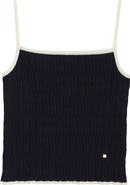 EENK Contrast Trim Pointelle Cable Knit Camisole