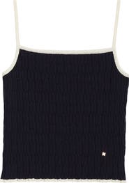 EENK Contrast Trim Pointelle Cable Knit Camisole
