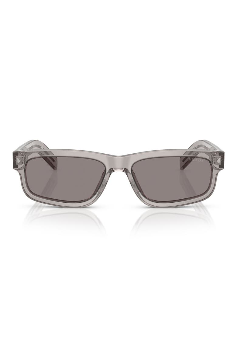57mm Rectangular Sunglasses, Main, color, HEMATITE / GREY