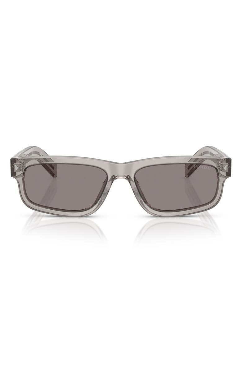 Prada 57mm Rectangular Sunglasses, Main, color, Hematite / Grey