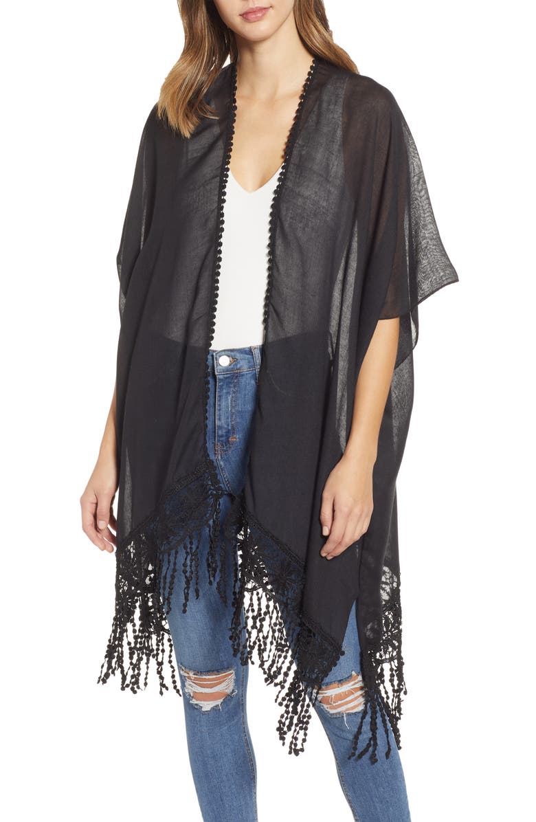 Nordstrom Lace Trim Ruana, Main, color, 