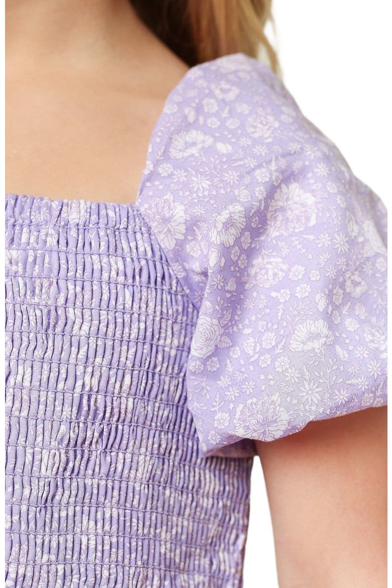 Girls' Organic Smocked Bubble Sleeve Dress, Toddler, Alternate, color, Lavender Field Floral