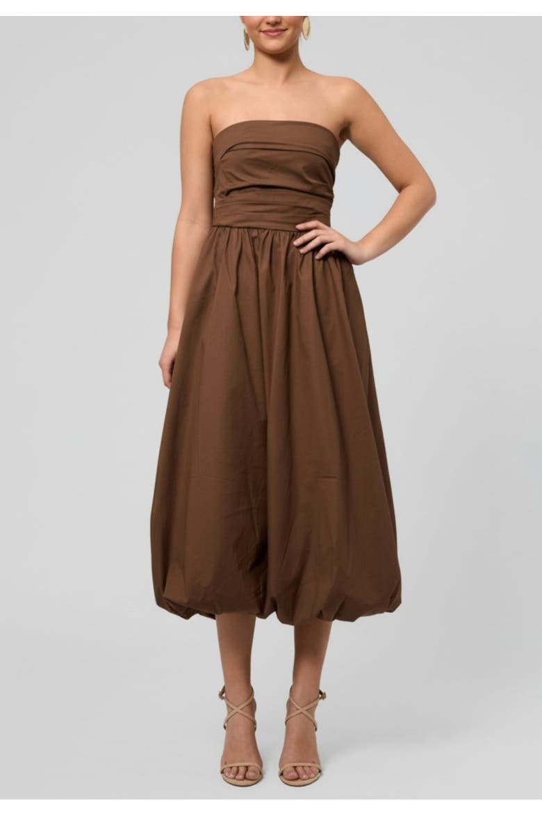 Rosalie Strapless Midi Dress, Main, color, Cocoa