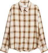 AMI PARIS Ami de Coeur Embroidered Boxy Plaid Button-Up Shirt