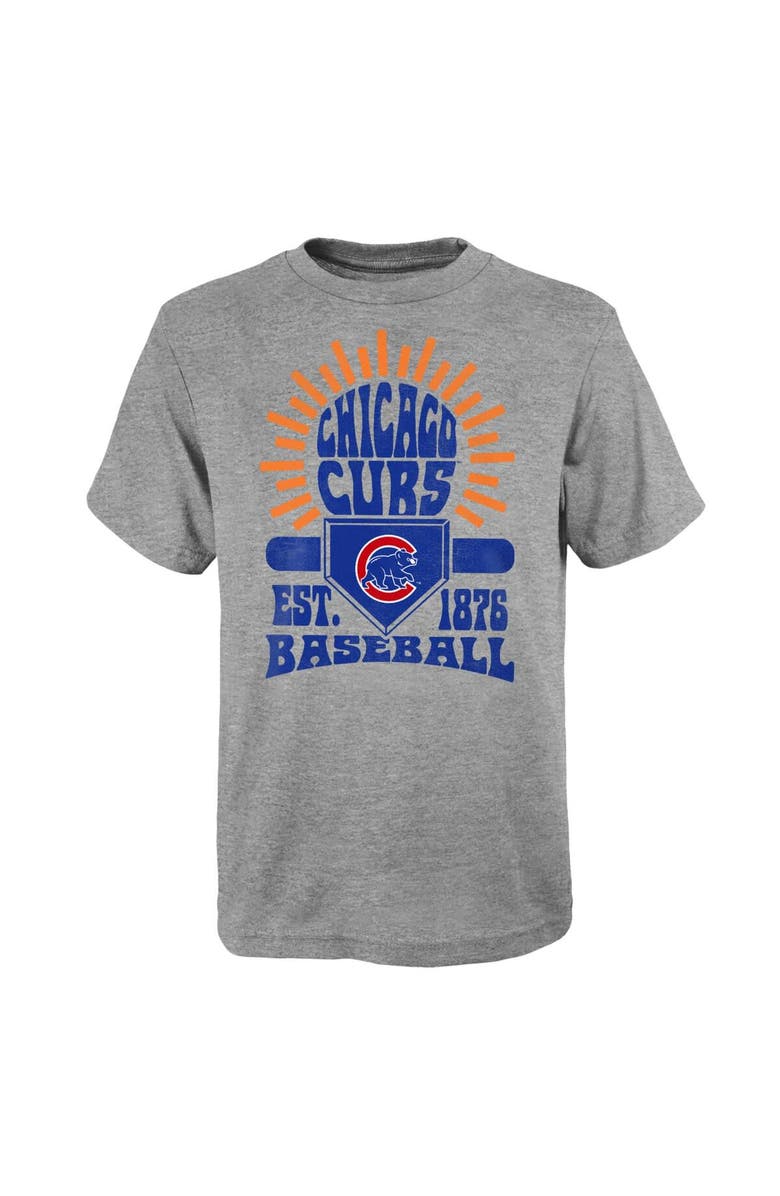 Outerstuff Youth Gray Chicago Cubs Sun Burst T-Shirt, Main, color, 