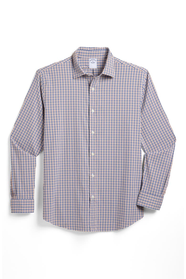 Performance Oxford Dress Shirt, Main, color, NAVY INCENSE CHECKERED